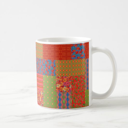 Chic Poppies Imitate-Patchwork Ringer Kaffee Tasse (Rechts)
