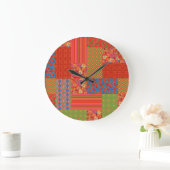 Chic Poppies Imitate-Patchwork-Wall-Uhr Große Wanduhr (Zuhause)