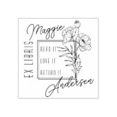 Chic Poppies | Individuelle Name Ex Libris Buchung Gummistempel (Prägung)
