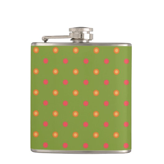 Chic Poppy Colors Polka Dots Hip Flask Flachmann (Vorderseite)