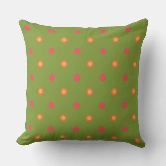 Chic Poppy Colors Polka Dots Pillow oder Cushion Kissen (Vorderseite)