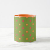 Chic Poppy Colors Polka Dots Ringer Coffee Tasse (Zentrum)