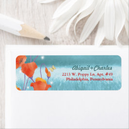 Chic Poppy Floral Wedding Rücksendeadresse