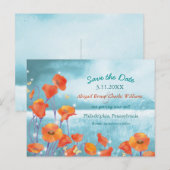 Chic Poppy Wedding Save the Date Ankündigungspostkarte (Vorne/Hinten)