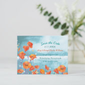 Chic Poppy Wedding Save the Date Ankündigungspostkarte (Stehend Vorderseite)