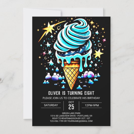 Chic Popsicle Editable Boy Ice Cream Geburtstag Einladung (Vorderseite)
