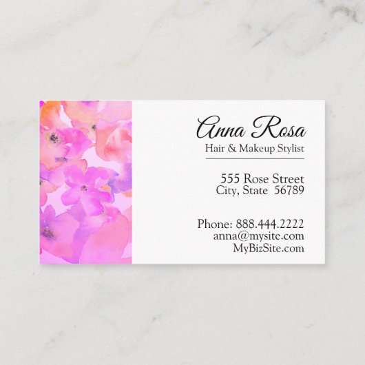 *~* Chic Popular Floral Lavendel Pink Wasserfarbe Visitenkarte (Rückseite)