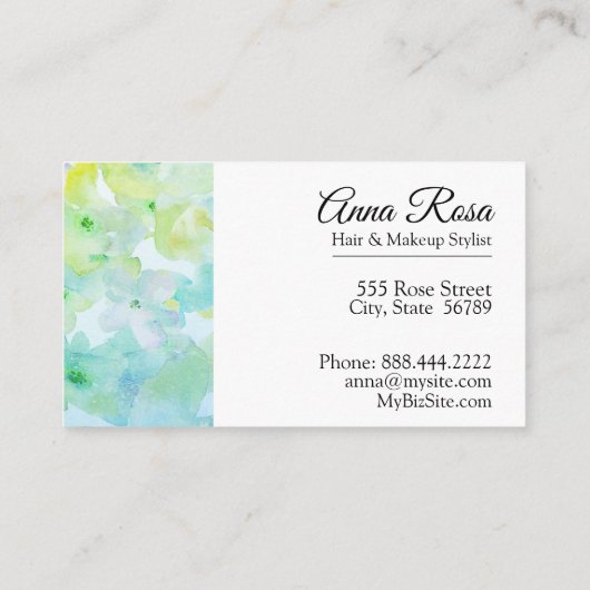 *~* Chic Popular Floral Türkis Green Beauty Visitenkarte (Rückseite)