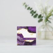 *~* Chic Popular Gold Glitzer Lila Agate Beauty Quadratische Visitenkarte (Stehend Vorderseite)