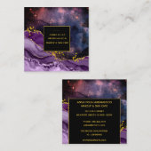 *~* Chic Popular Gold Glitzer Lila Agate Geode Quadratische Visitenkarte (Vorne/Hinten)