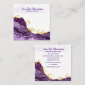 *~* Chic Populärer Gold Glitzer Lila Geode Agate Quadratische Visitenkarte (Vorne/Hinten)