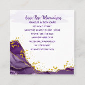 *~* Chic Populärer Gold Glitzer Lila Geode Agate Quadratische Visitenkarte (Rückseite)