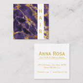 *~* Chic-populäres Golddunkles lila Marmorhaar Quadratische Visitenkarte (Vorne/Hinten)