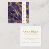 *~* Chic-populäres Golddunkles lila Marmormake-up Quadratische Visitenkarte (Vorne/Hinten)
