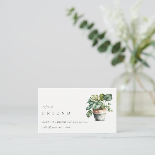 Chic Potted Leafy House Pflanze Ein Freund Visitenkarte (Stehend Vorderseite)