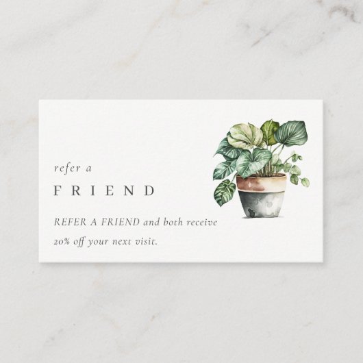 Chic Potted Leafy House Pflanze Ein Freund Visitenkarte (Vorderseite)