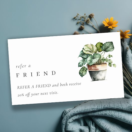 Chic Potted Leafy House Pflanze Ein Freund Visitenkarte