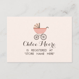 Chic Pram Girl Baby Showregisterkarte Beipackkarte Begleitkarte