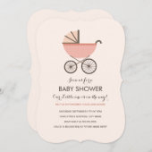 Chic Pram Girl Babydusche Einladung (Vorne/Hinten)