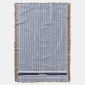chic Preppy Blue Gingham Muster Monogramm Decke (Vorderseite Vertikal)