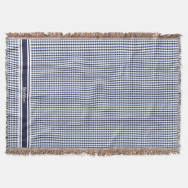 chic Preppy Blue Gingham Muster Monogramm Decke