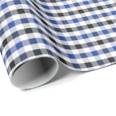 chic Preppy Blue Gingham Muster Monogramm Geschenkpapier (Rolleneckpunkt)
