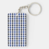 chic Preppy Blue Gingham Muster Monogramm Schlüsselanhänger (Rückseite)