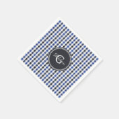 chic Preppy Blue Gingham Muster Monogramm Serviette (Ecke)