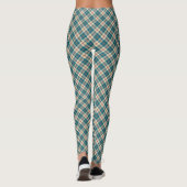 Chic Preppy Blue, Red, Beige Madras Karo Pattern Leggings (Rückseite)
