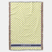Chic Preppy Gingham Muster Monogramm Decke (Vorderseite Vertikal)
