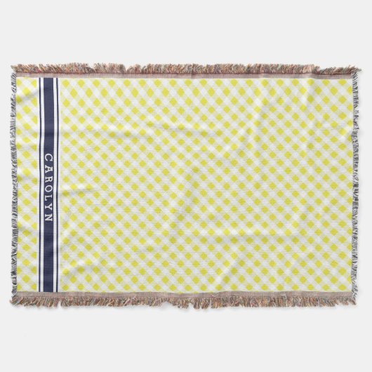 Chic Preppy Gingham Muster Monogramm Decke (Vorderseite)