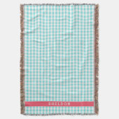 Chic Preppy-Gingham-Muster-Monogramm Decke (Vorderseite Vertikal)