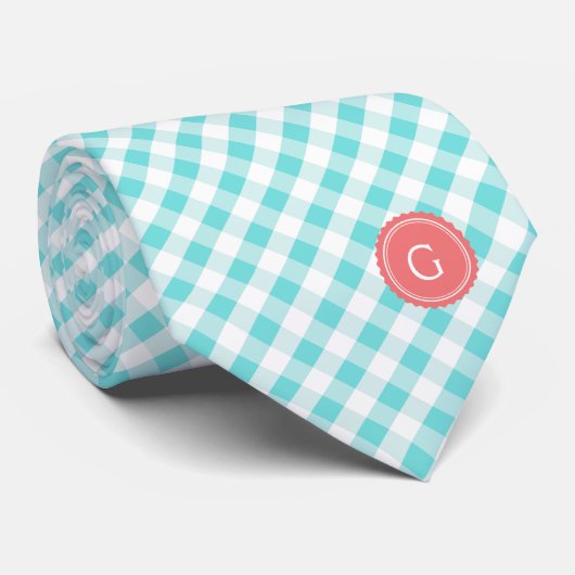 Chic Preppy-Gingham-Muster-Monogramm Krawatte (Gerollt)