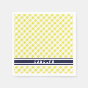 Chic Preppy Gingham Muster Monogramm Serviette