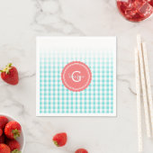 Chic Preppy-Gingham-Muster-Monogramm Serviette (Beispiel)