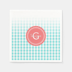Chic Preppy-Gingham-Muster-Monogramm Serviette