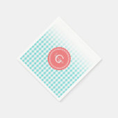 Chic Preppy-Gingham-Muster-Monogramm Serviette (Ecke)