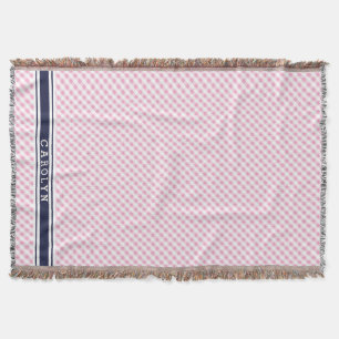 Chic Preppy Pink Marine Gingham Muster Monogramm Decke