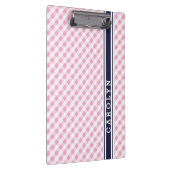 Chic Preppy Pink Marine Gingham Muster Monogramm Klemmbrett (Rechts)