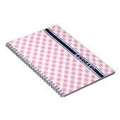 Chic Preppy Pink Marine Gingham Muster Monogramm Notizblock (Rechte Seite)