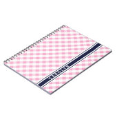 Chic Preppy Pink Marine Gingham Muster Monogramm Notizblock (Linke Seite)