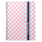 Chic Preppy Pink Marine Gingham Muster Monogramm Notizblock (Vorderseite)