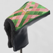 Chic Preppy Rosa Grün Argyle Monogramm Putter Golf Headcover (3/4 Vorderseite)