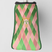 Chic Preppy Rosa Grün Argyle Monogramm Putter Golf Headcover (Rotieren 90)
