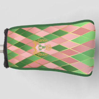 Chic Preppy Rosa Grün Argyle Monogramm Putter Golf Headcover
