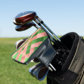 Chic Preppy Rosa Grün Argyle Monogramm Putter Golf Headcover (In Situ)