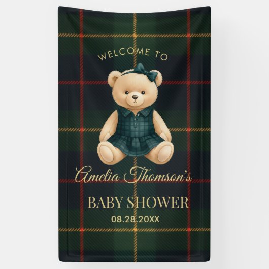 Chic Preppy Teddy Bear Baby Shower Banner (Vertikal)