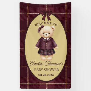 Chic Preppy Teddy Bear Baby Shower Banner