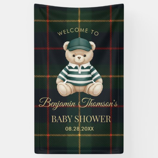 Chic Preppy Teddy Bear Baby Shower Banner (Vertikal)