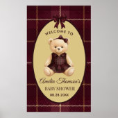 Chic Preppy Teddy Bear Baby Shower  Poster (Vorne)